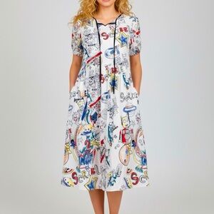 Colorful Robot Print Midi Dress